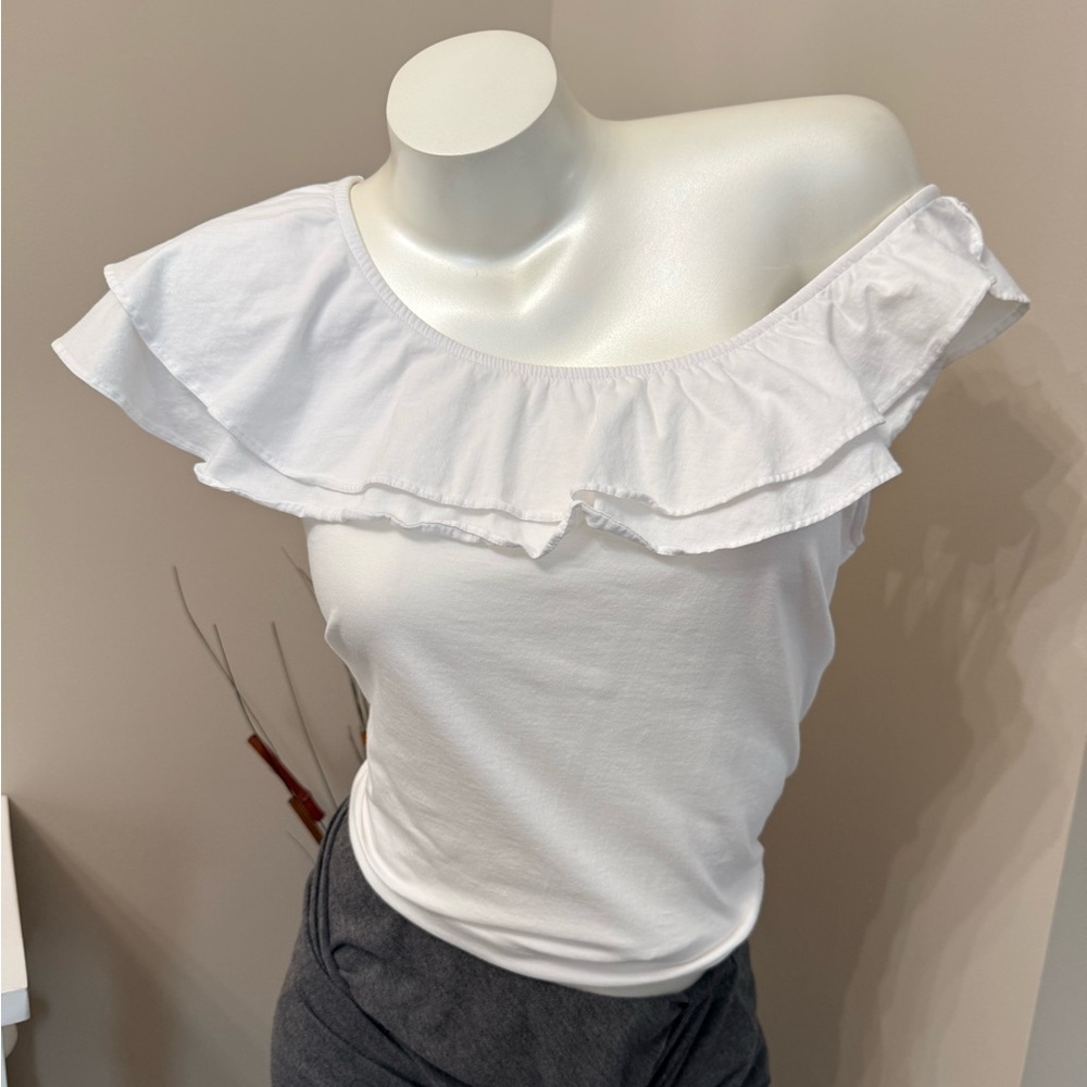 Lilly Pulitzer Wynne Off-Shoulder White Double Ruffle Top Size Large